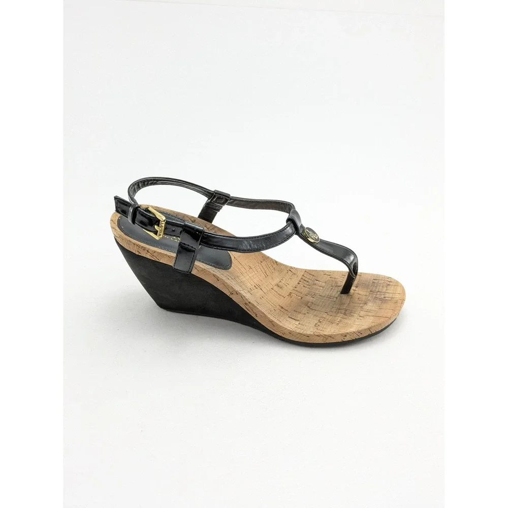 Womens Lauren Ralph Lauren Black T-Strap‎ Outdoor Casual Sandals Size 9